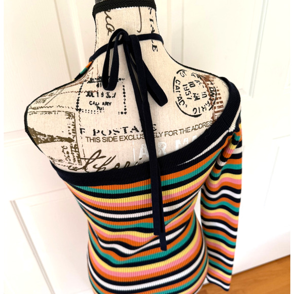 Monse Multicolor Striped One-Shoulder Dress - Picture 8 of 14